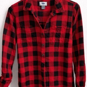 Old Navy Red and Black Buffalo Plaid Button-Down Shirt